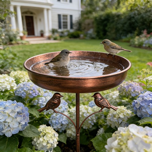 Outdoor wrought iron bird bath - bird,
