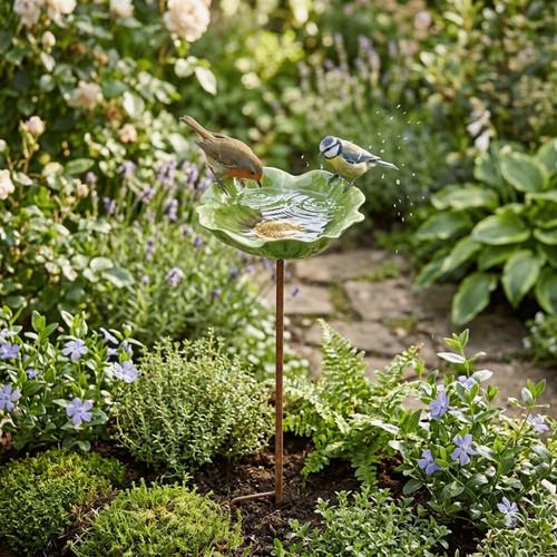 Flower shaped bird bath stand - bird,
