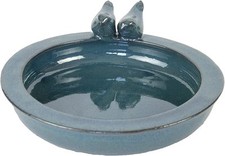 Round Ceramic Bird Bath Blue
