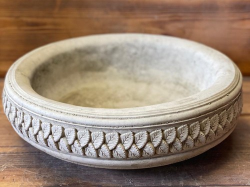 Stone garden leaf bird bath - stone,