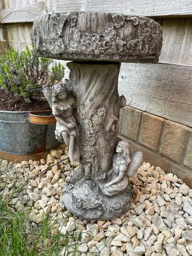 Fairy bird bath stone - bath, |