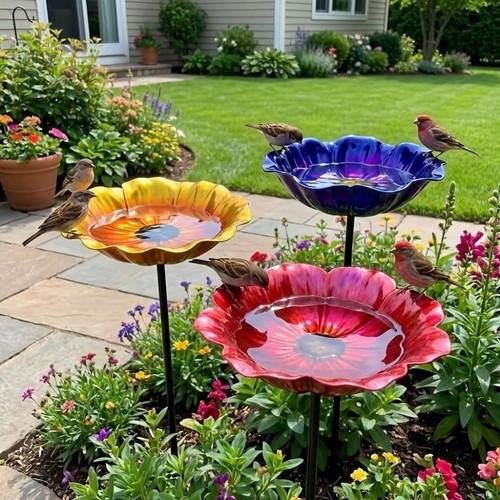 Bird bath stake handmade - handmade, metal